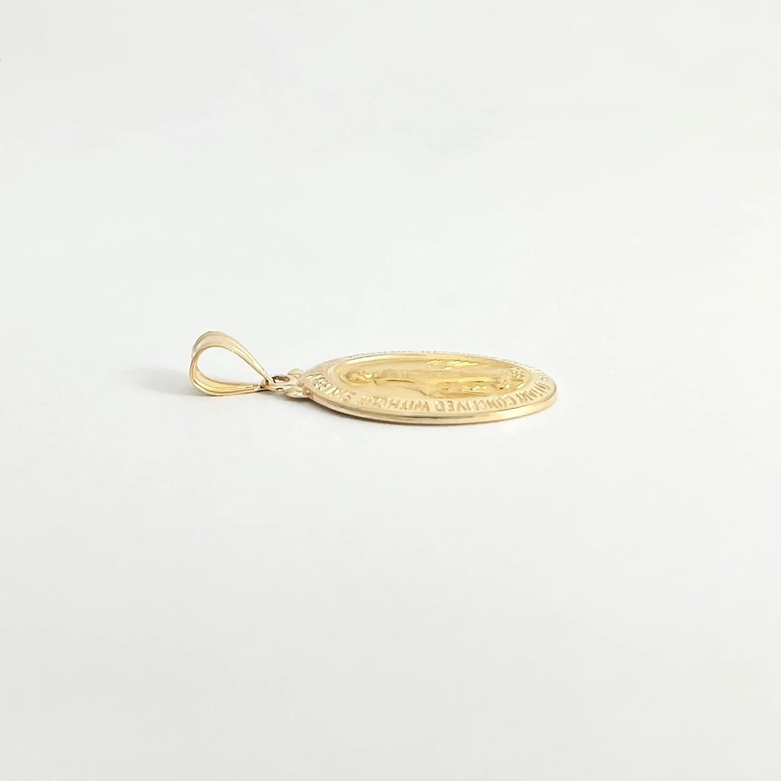 Miraculous Medal Mary Conceived Without Sin Pendant 14K Yellow Gold, 3.16 Grams - 6