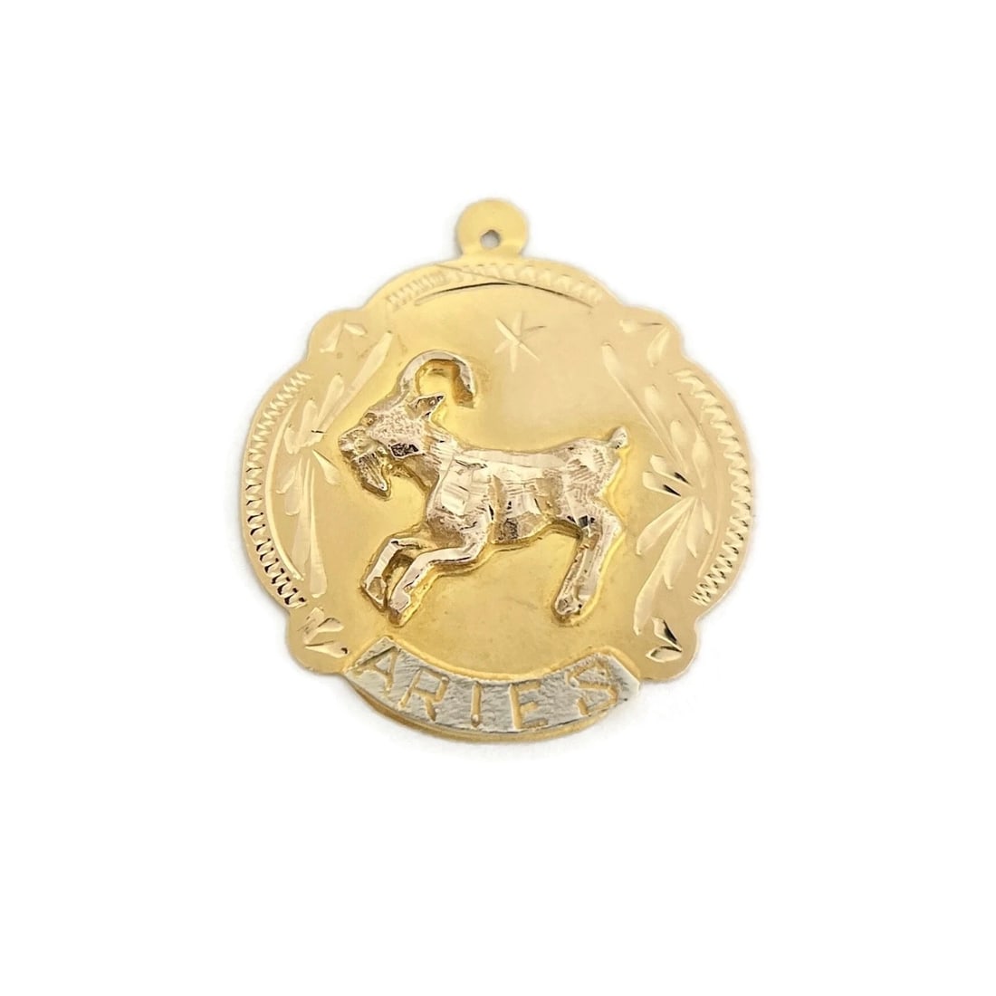 Aries Ram Zodiac Necklace Pendant Bracelet Charm 18K Yellow Gold, 3.18 Grams - 2