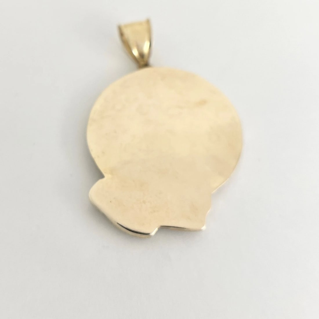 Large Round Praying Hands Religious Necklace Pendant 14K Yellow Gold, 14.84 Gram - 7