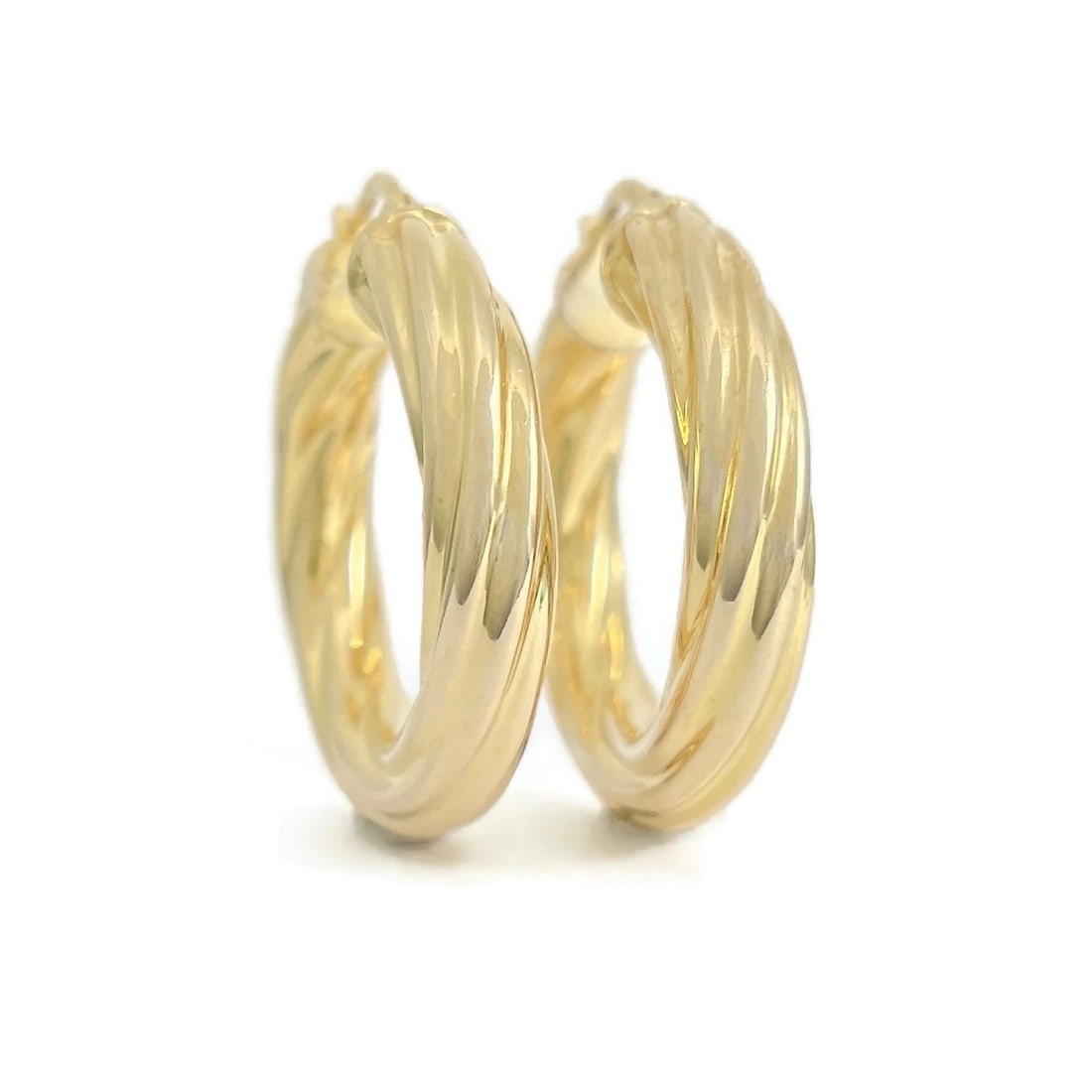 UNOAERRE Italian Chunky Hoop Earrings 14K Yellow Gold, 1.25 Inches, 5.70 Grams - 2