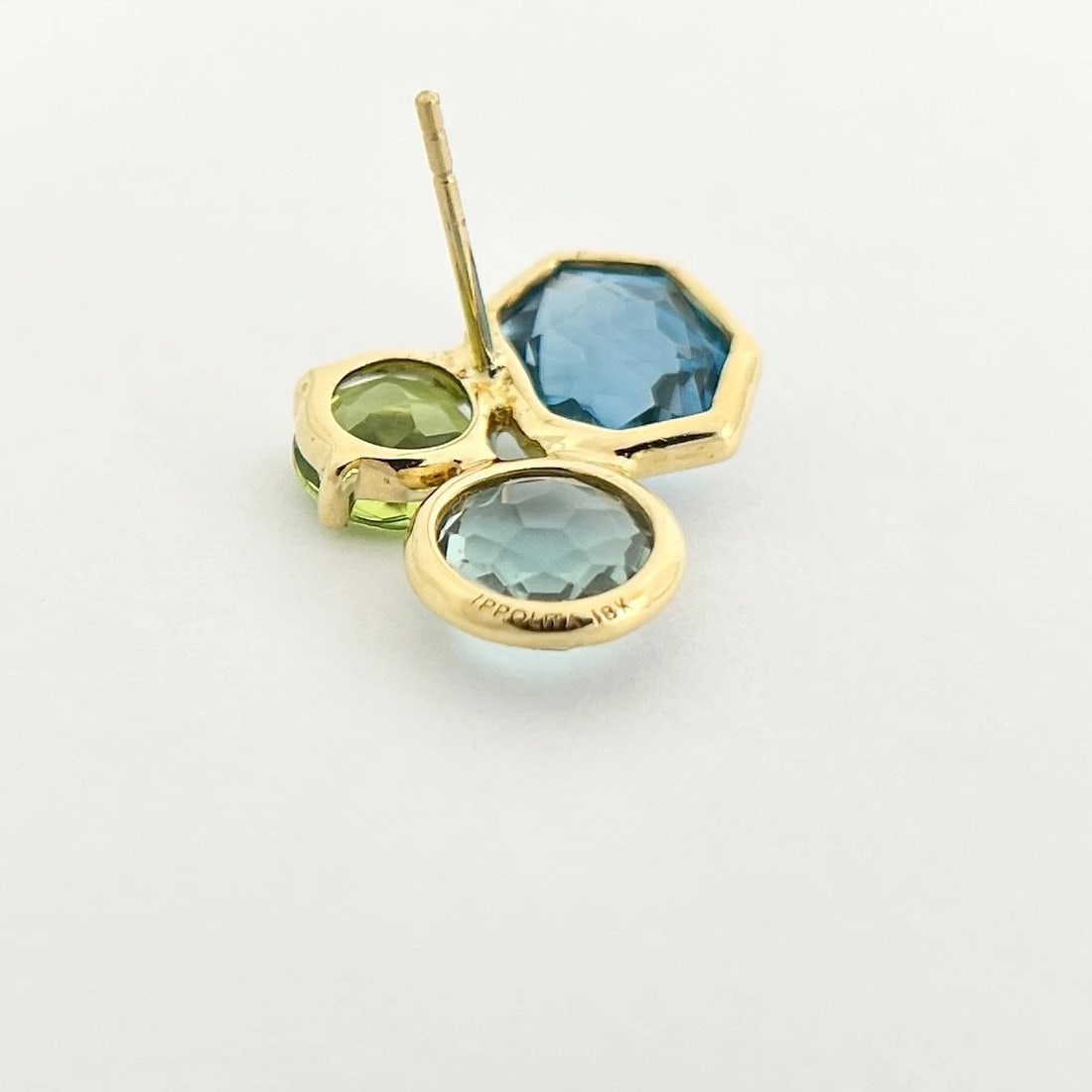 Ippolita Gemstone 3-Stone Rock Candy Stud Earrings 18K Yellow Gold, 5.66 Grams - 7