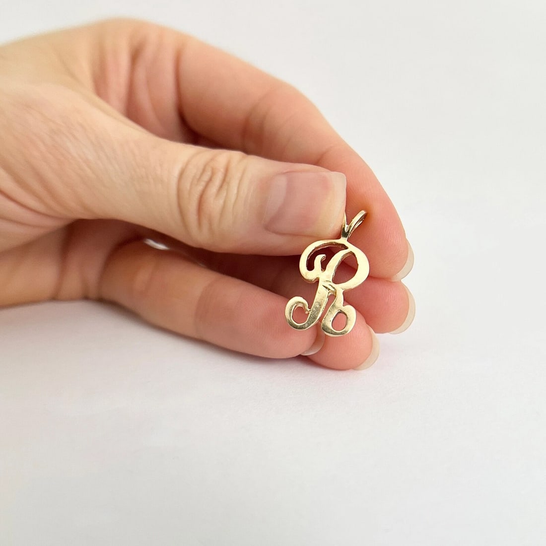 Estate Letter R Initial Pendant Charm 14K Yellow Gold, 1.30 Grams - 5