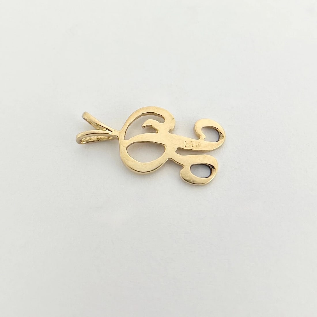 Estate Letter R Initial Pendant Charm 14K Yellow Gold, 1.30 Grams - 9