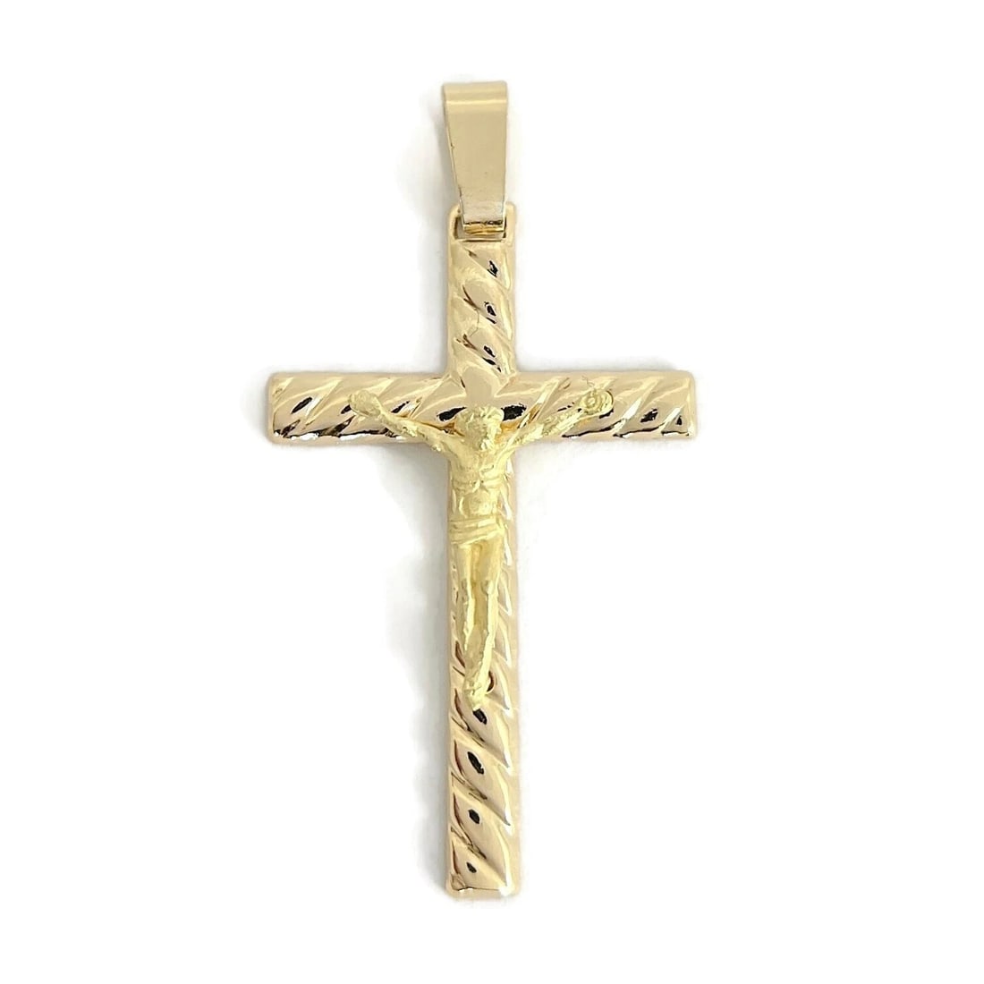 Large Crucifix Cross Religious Pendant Charm 18K Yellow Gold, 3.68 Grams - 2