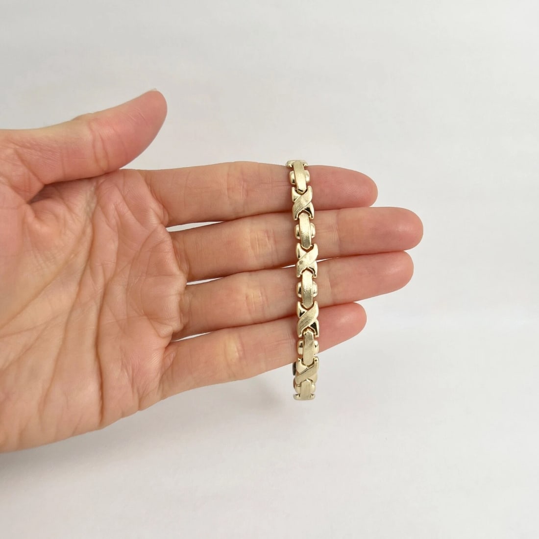 X-Link Bar Chain Bracelet 14K Yellow Gold, 6.4 Inches, 5.38 Grams - 3
