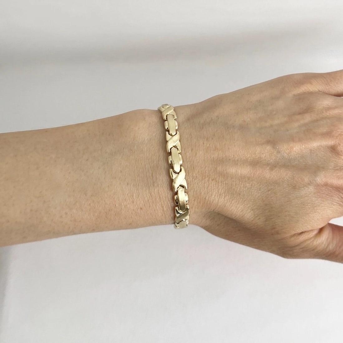 X-Link Bar Chain Bracelet 14K Yellow Gold, 6.4 Inches, 5.38 Grams - 4