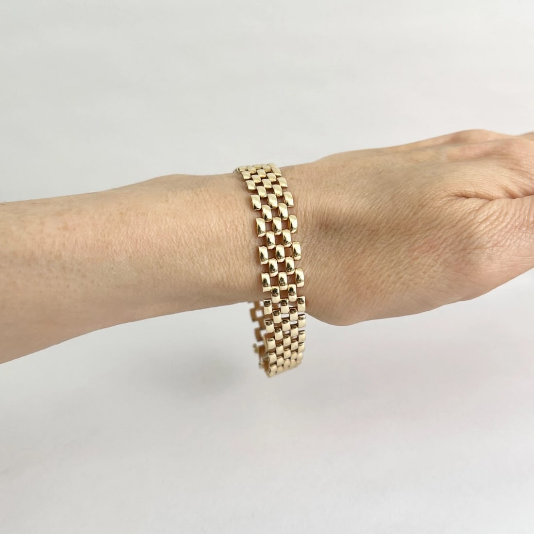 Italian Panther Chain Link Bracelet 14K Yellow Gold, 7.25 Inches, 15.70 Grams - 4