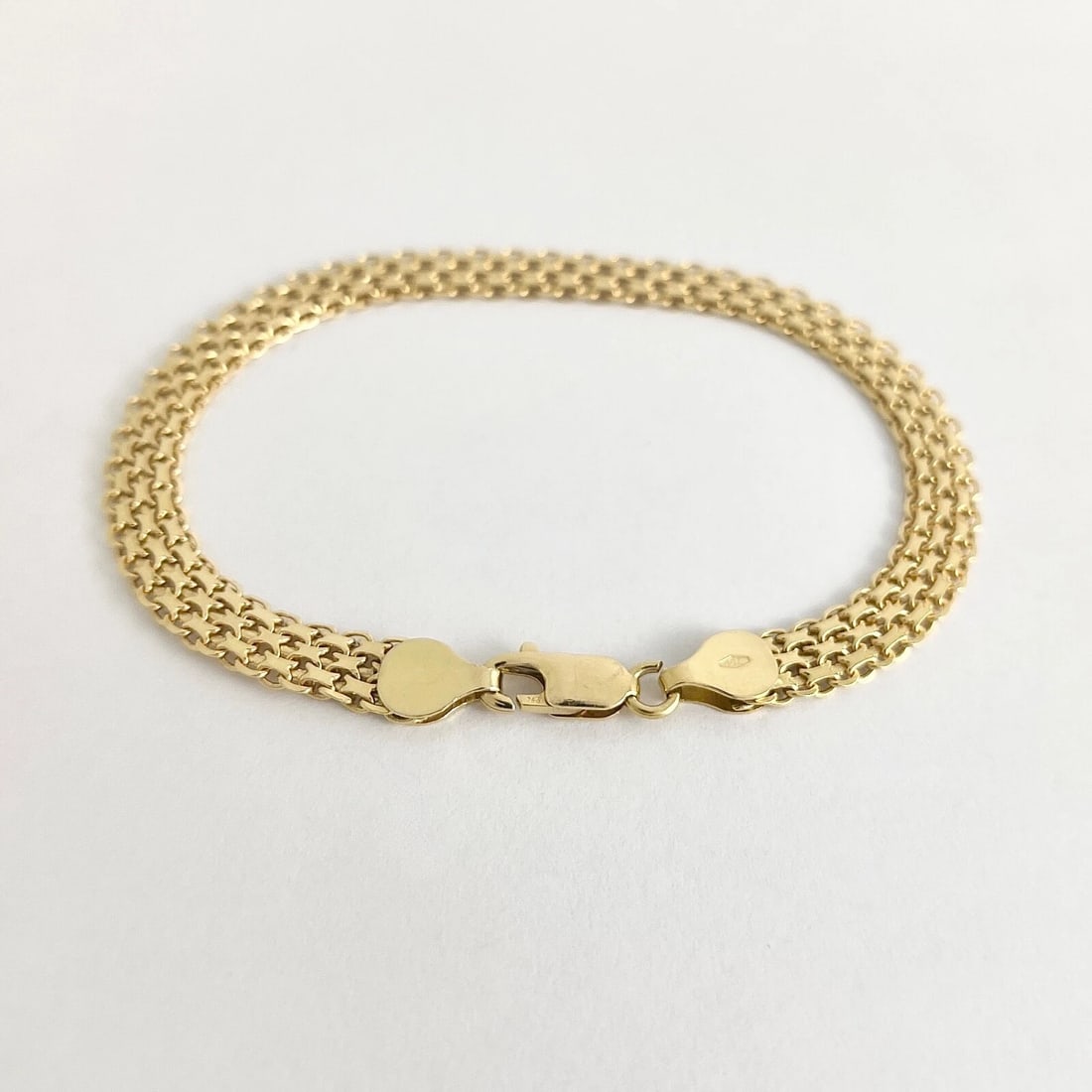 Bismark Mesh Flat Chain Link Bracelet 18K Yellow Gold, 9.46 Grams - 7