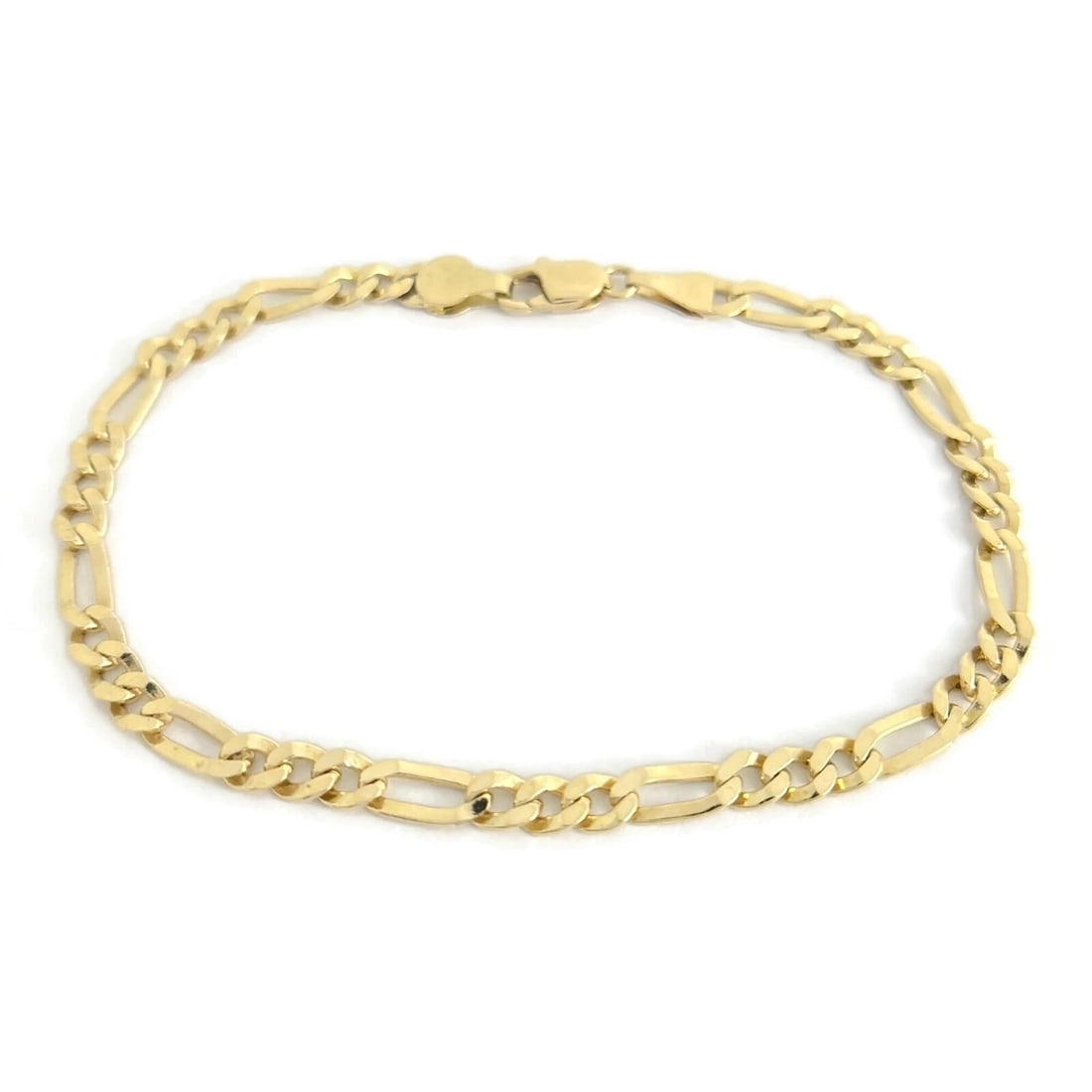 Italian Figaro Chain Link Bracelet 14K Yellow Gold, 7.3 Inches, 4 mm, 5.36 Grams - 2