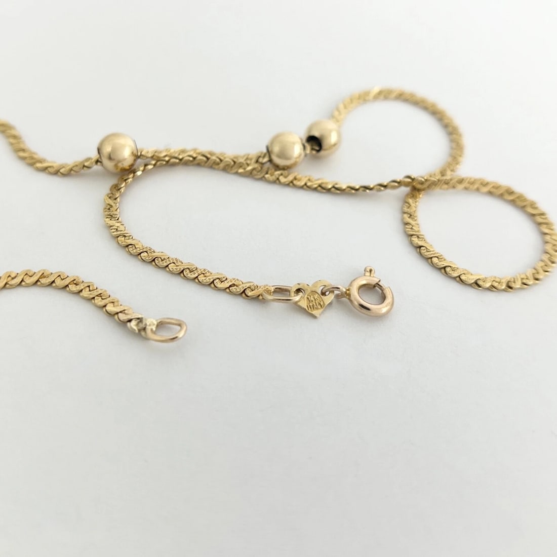 Italian Sliding Gold Ball S-Link Chain Necklace 14K Yellow Gold 24 Inch, 8.86 Gr - 8