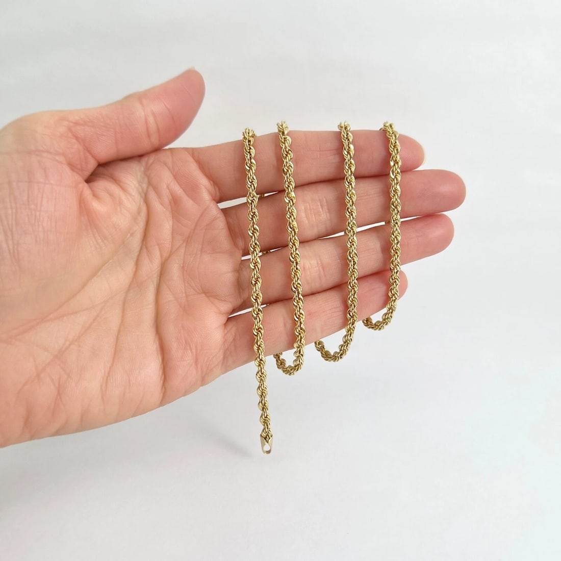 Long Rope Chain Necklace 14K Yellow Gold, 24 Inches, 3.3 mm, 6.44 Grams - 3