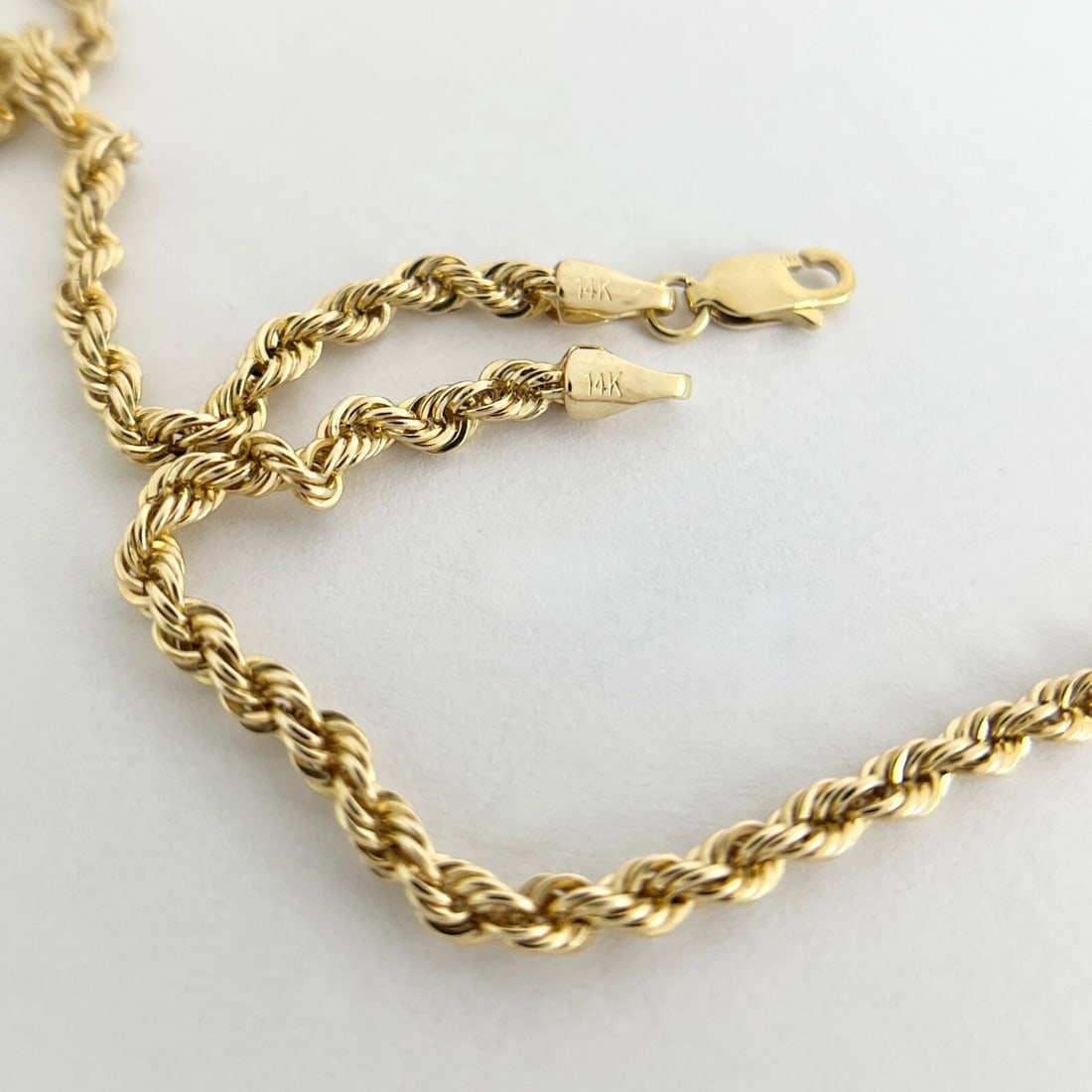 Long Rope Chain Necklace 14K Yellow Gold, 24 Inches, 3.3 mm, 6.44 Grams - 8