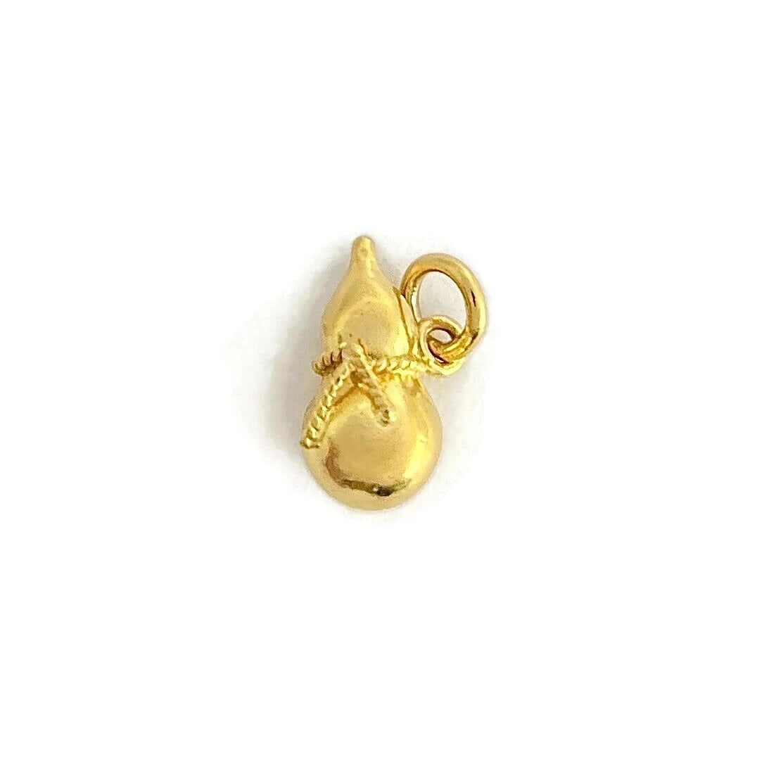 Wulu Wu Lou Bottle Gourd Charm Pendant 24K Yellow Gold, .94 Grams - 2
