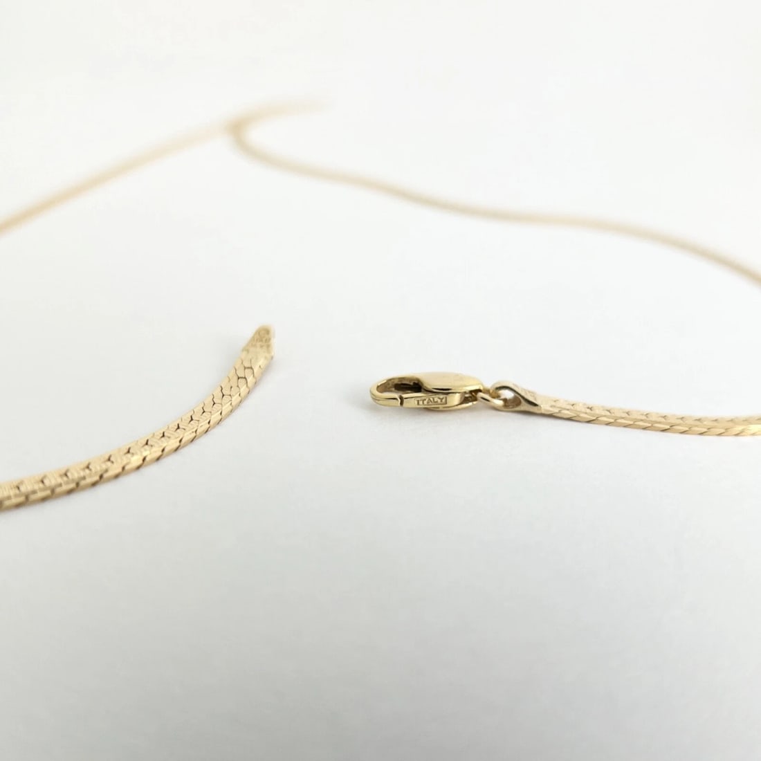 Italian Herringbone Lariat Necklace 14K Yellow Gold, 16 Inches, 3 mm, 9.60 Gr - 9