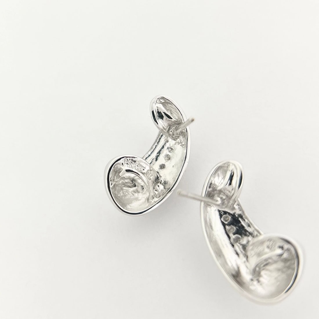 Estate Pave Diamond Curved Drop Earrings 14K White Gold, 5.24 Grams - 8