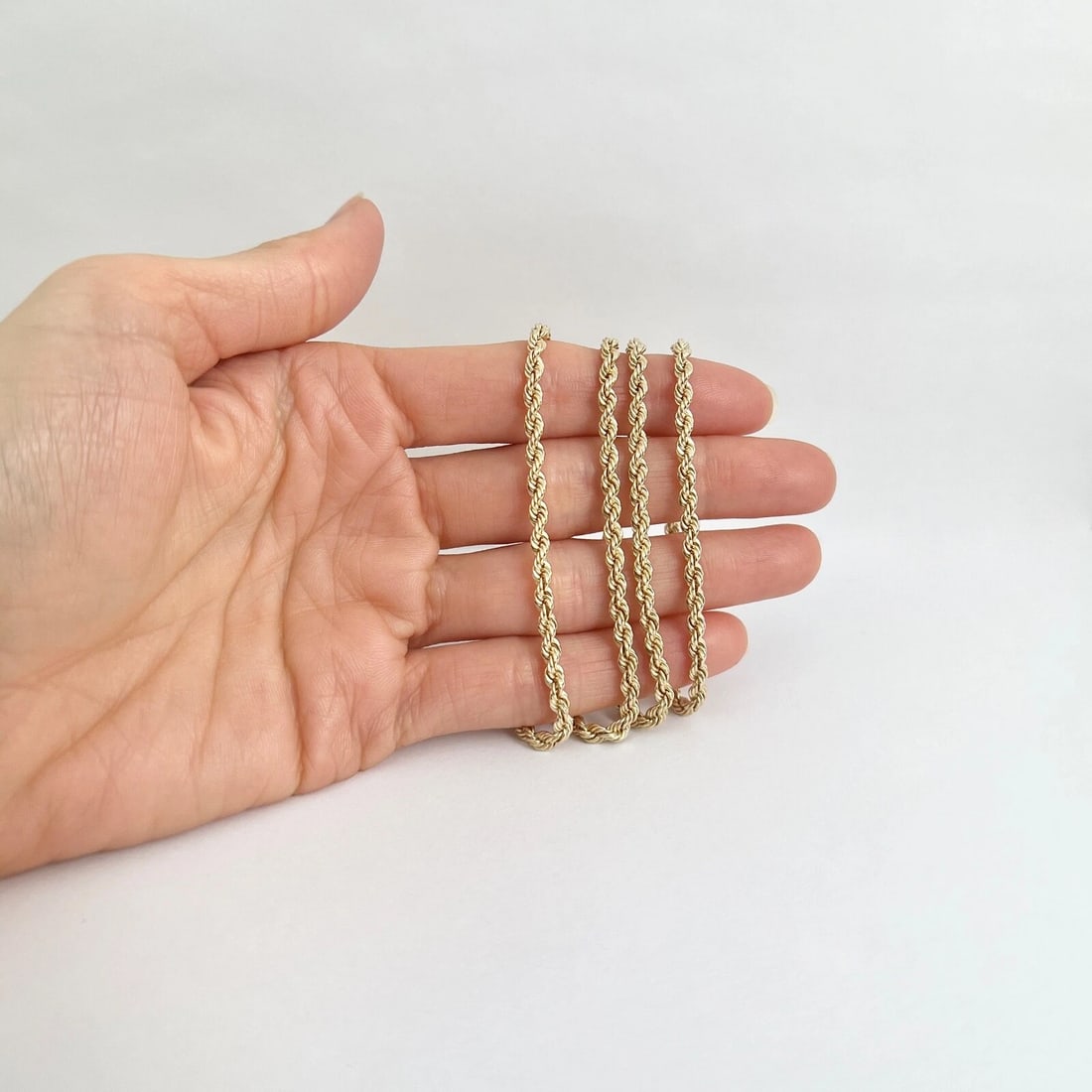 Long Rope Chain Necklace 14K Yellow Gold, 24 Inches, 3.2 mm, 22.60 Grams - 3