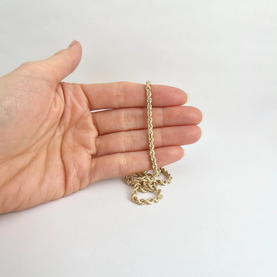 Long Rope Chain Necklace 14K Yellow Gold, 24 Inches, 3.2 mm, 22.60 Grams - 4