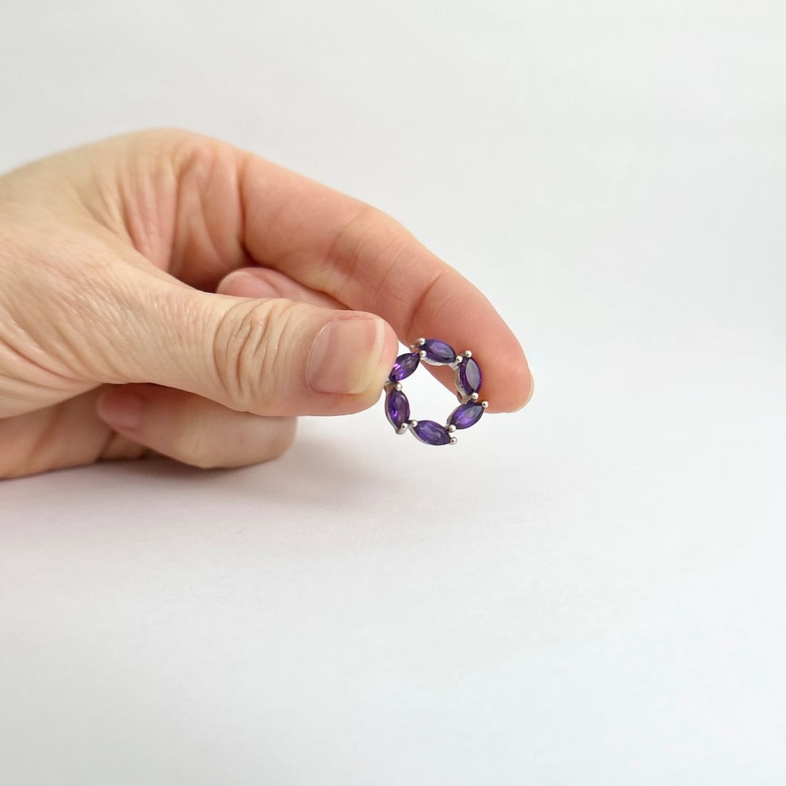 Estate Purple Quartz Circle of Life Necklace Pendant Sterling Silver, 1.74 Gr - 3