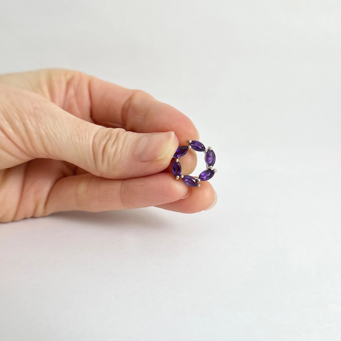 Estate Purple Quartz Circle of Life Necklace Pendant Sterling Silver, 1.74 Gr - 4