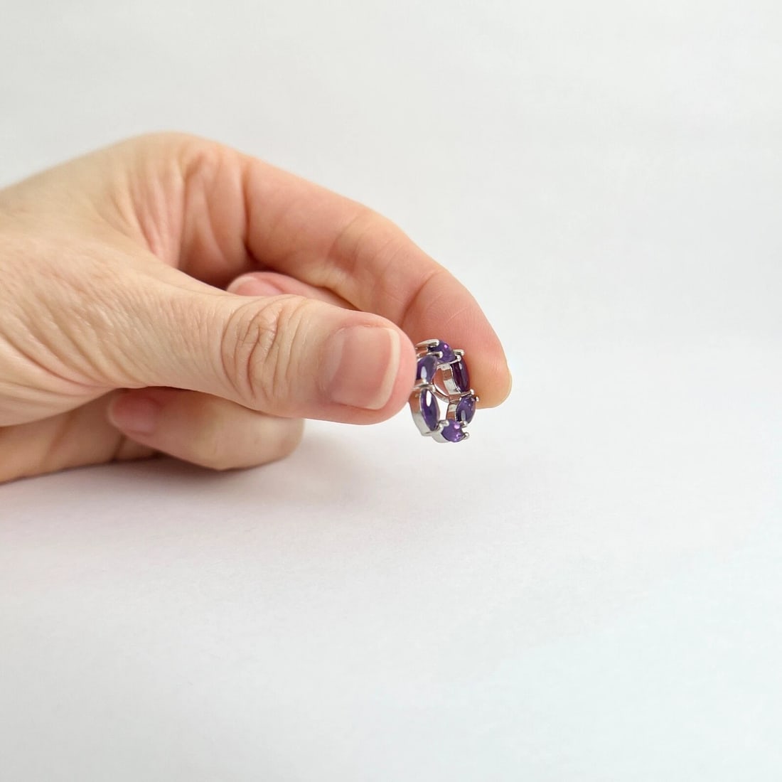 Estate Purple Quartz Circle of Life Necklace Pendant Sterling Silver, 1.74 Gr - 5