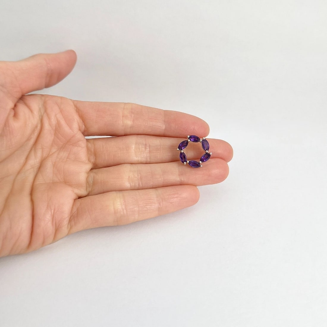 Estate Purple Quartz Circle of Life Necklace Pendant Sterling Silver, 1.74 Gr - 6