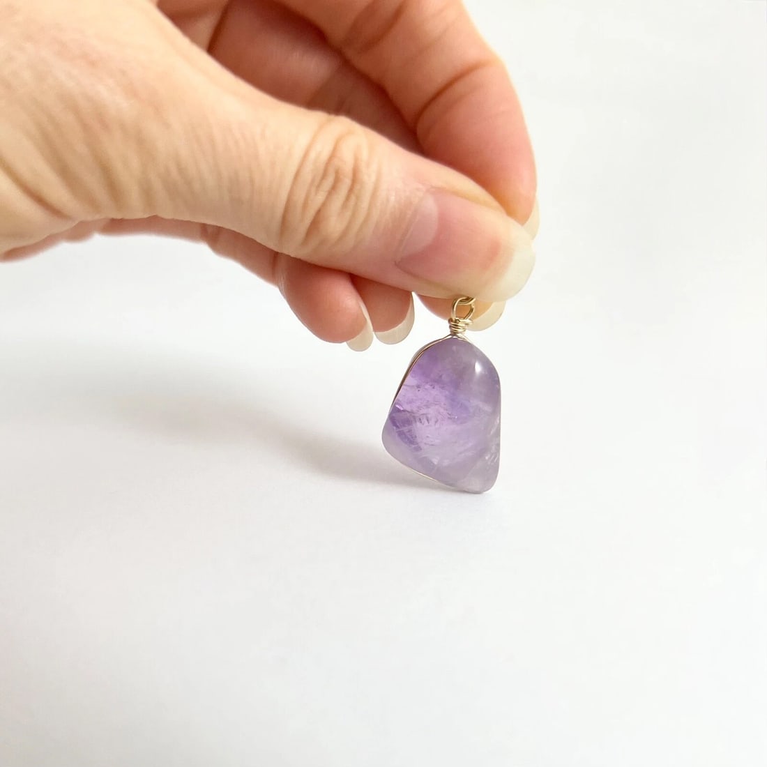 Raw Rough Amethyst Necklace Pendant Charm Yellow Gold-Plated, 30 CT, 6.26 Grams - 4