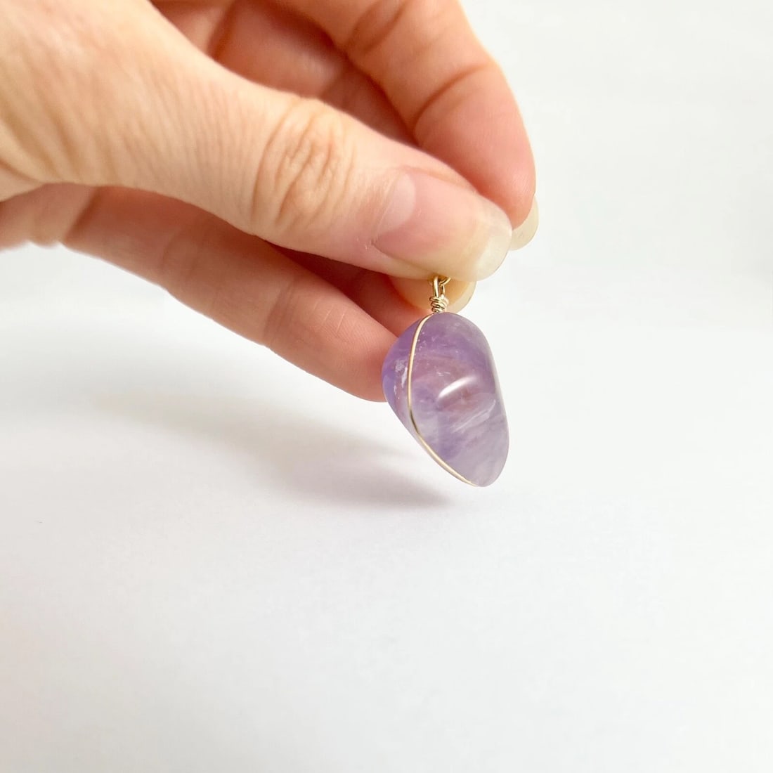 Raw Rough Amethyst Necklace Pendant Charm Yellow Gold-Plated, 30 CT, 6.26 Grams - 6