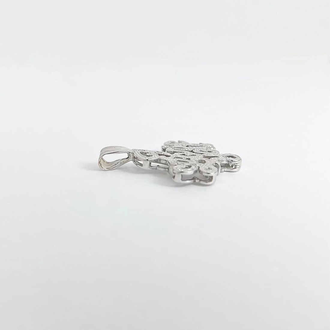 I LOVE YOU Diamond Necklace Pendant Charm 14K White Gold, 3.44 Grams - 5