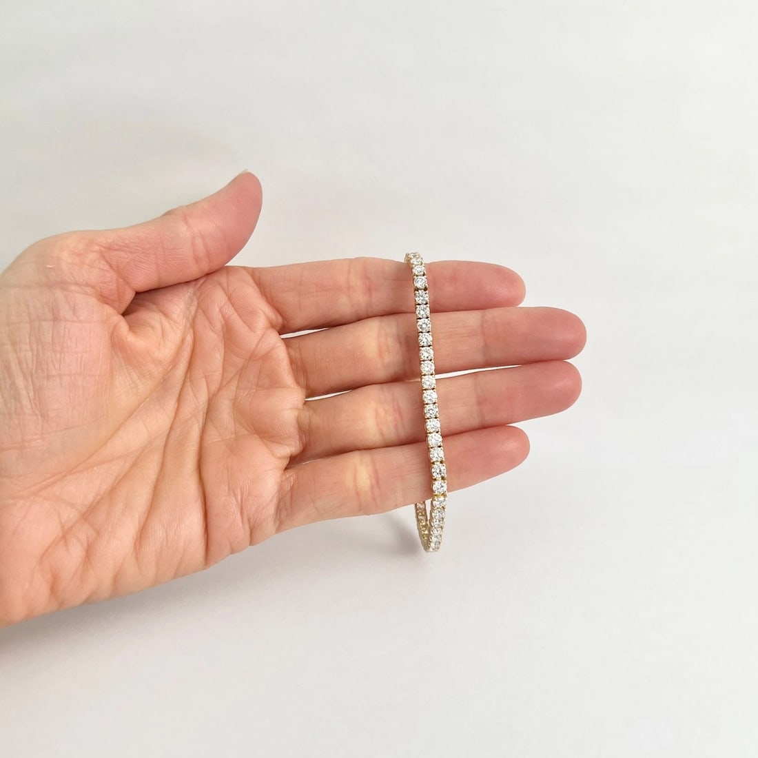 Round Lab-Created Diamond Tennis Bracelet 14K Yellow Gold, 7 Inches, 6.34 CTW - 3