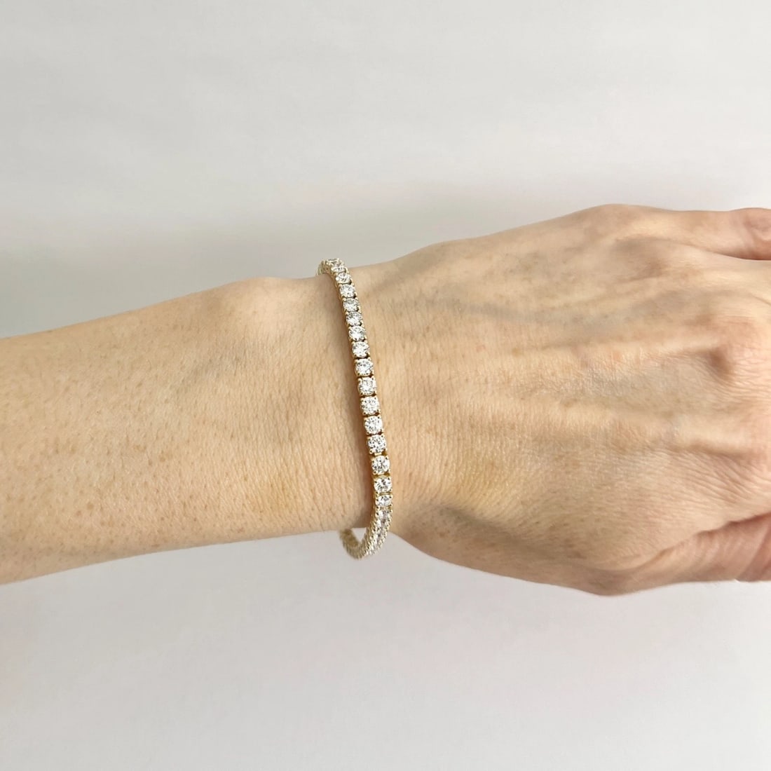 Round Lab-Created Diamond Tennis Bracelet 14K Yellow Gold, 7 Inches, 6.34 CTW - 4