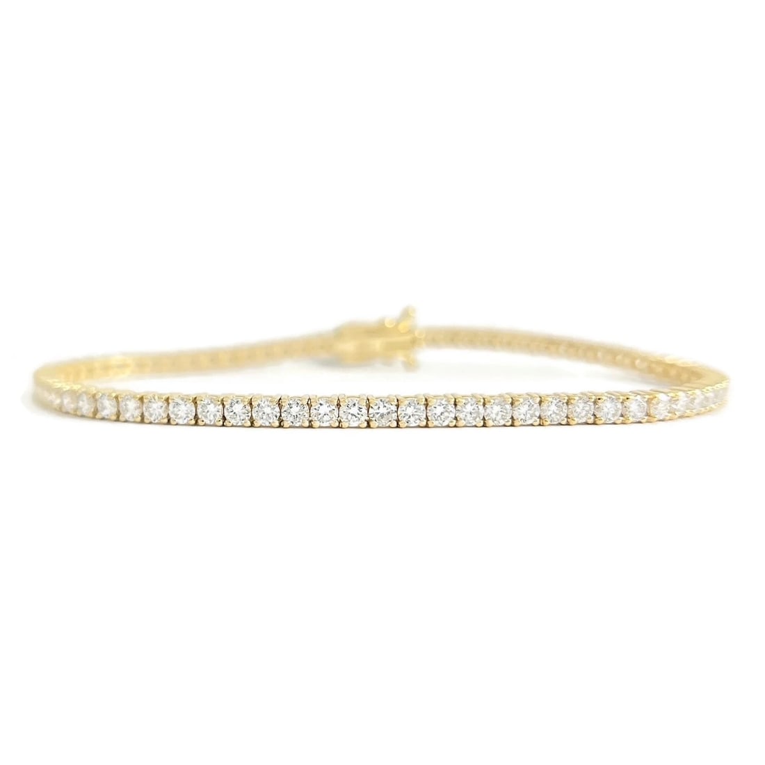 Round Lab-Created Diamond Tennis Bracelet 14K Yellow Gold, 7 Inches, 3.51 CTW - 2