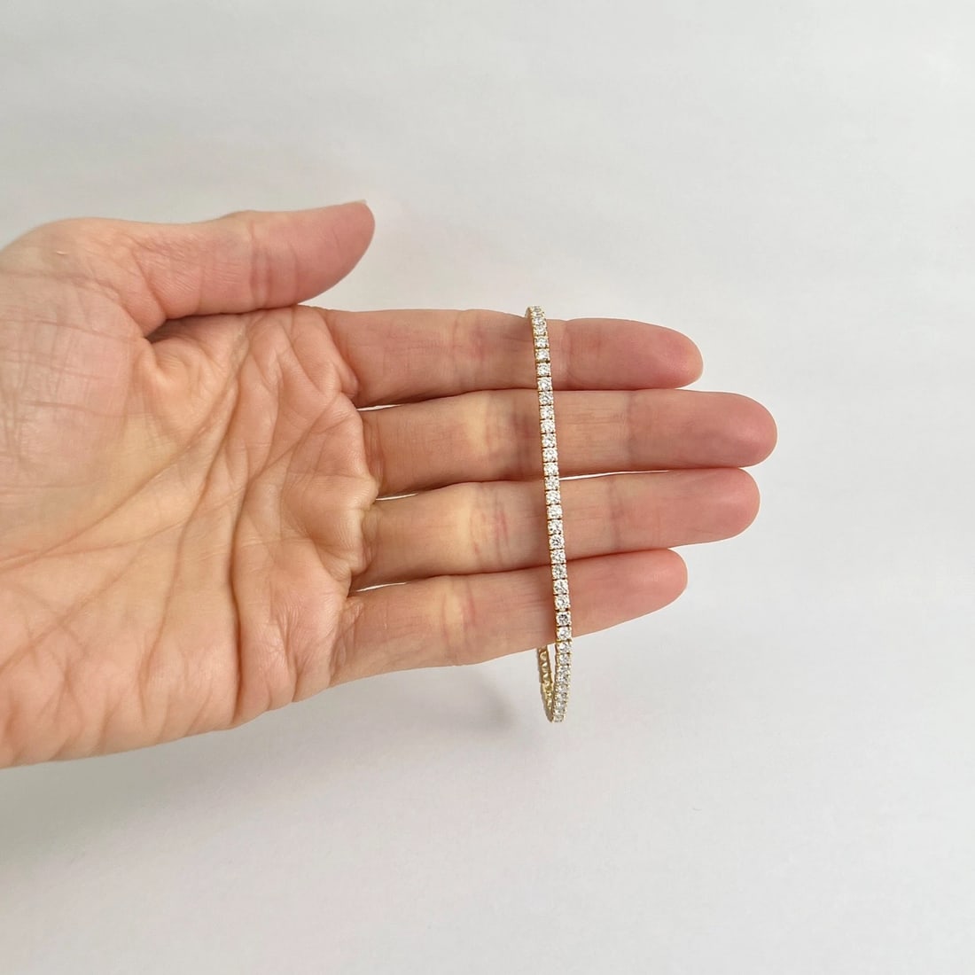 Round Lab-Created Diamond Tennis Bracelet 14K Yellow Gold, 7 Inches, 3.51 CTW - 3