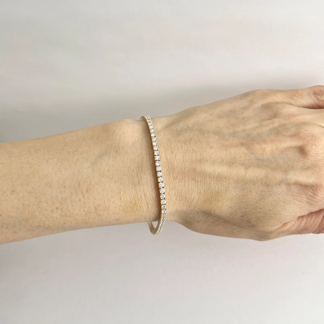 Round Lab-Created Diamond Tennis Bracelet 14K Yellow Gold, 7 Inches, 3.51 CTW - 4