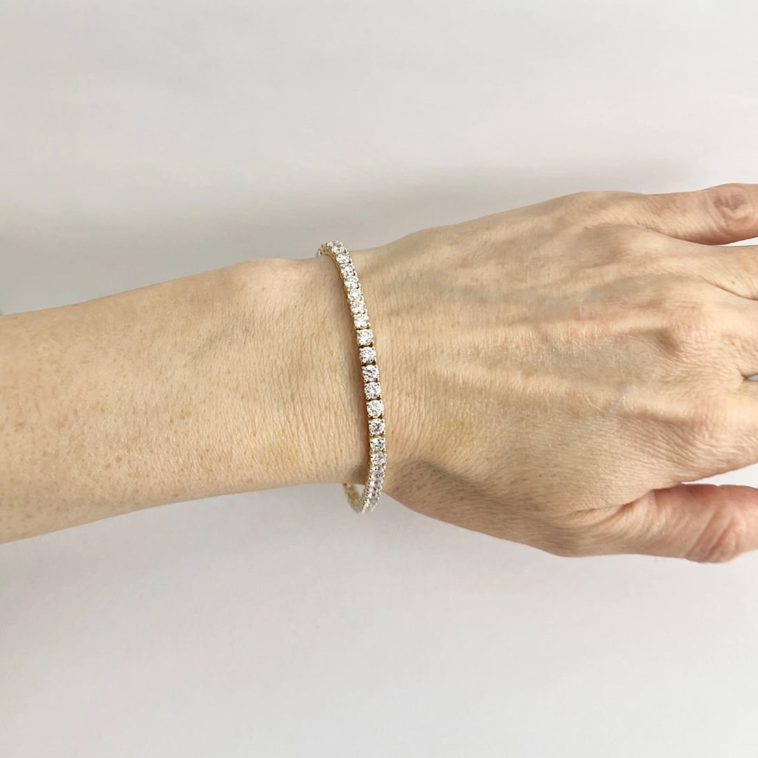 Round Lab-Created Diamond Tennis Bracelet 14K Yellow Gold, 7 Inches, 7.24 CTW - 4