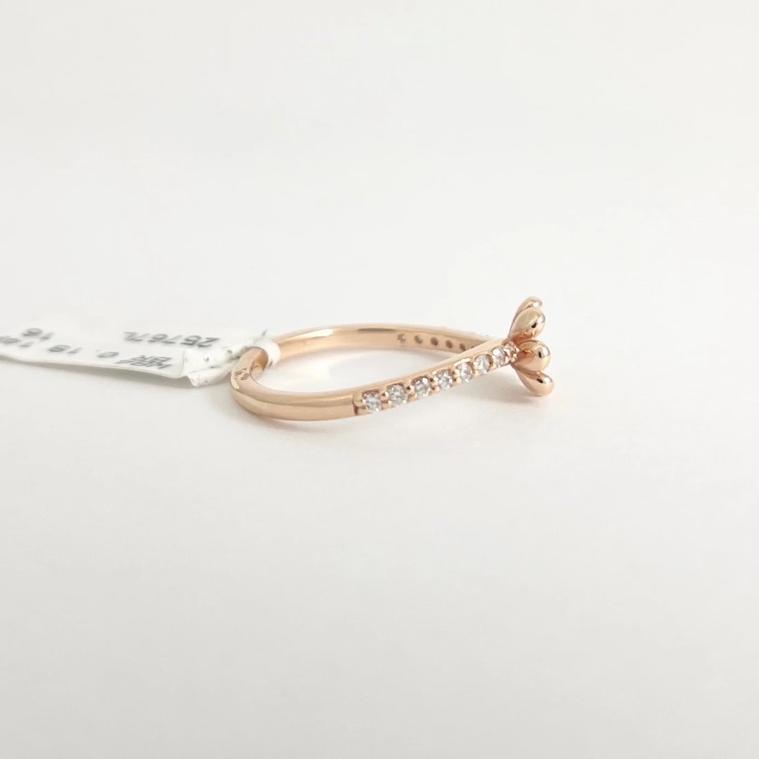 Curved Diamond Flower Ring 14K Pink Rose Gold, Size 7 - 6