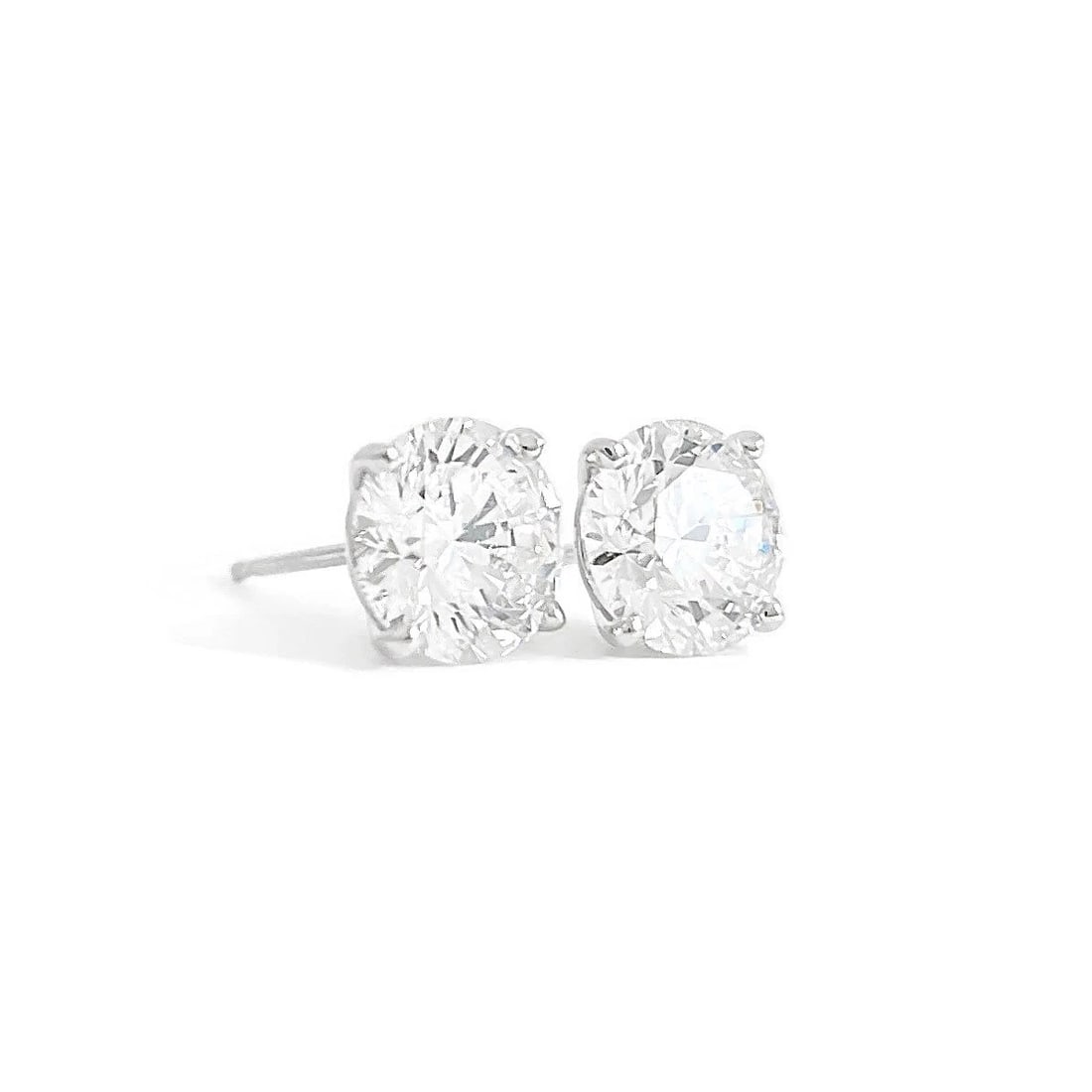 Round Lab-Created Diamond Stud Earrings 14K White Gold 4-Prong Martini, 3.22 CTW (1 of 5)