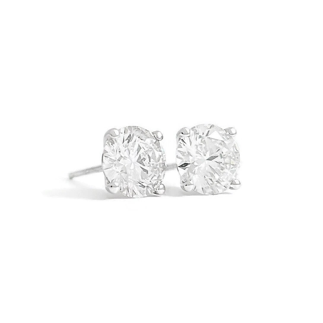 Round Lab-Created Diamond Stud Earrings 14K White Gold 4-Prong Martini, 2.05 CTW (1 of 5)