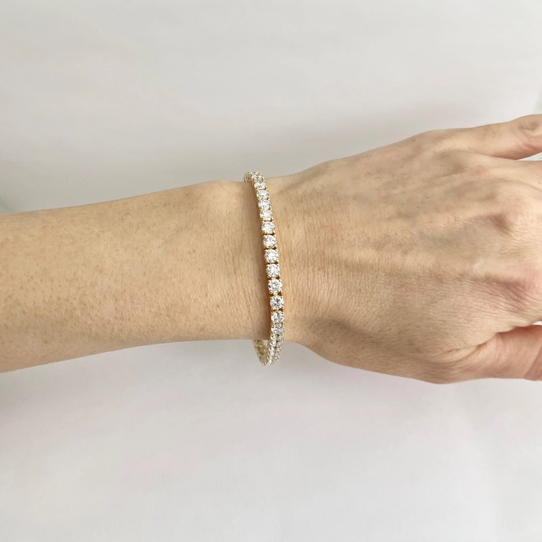 Round Lab-Created Diamond Tennis Bracelet 14K Yellow Gold, 7 Inches, 9.51 CTW - 4