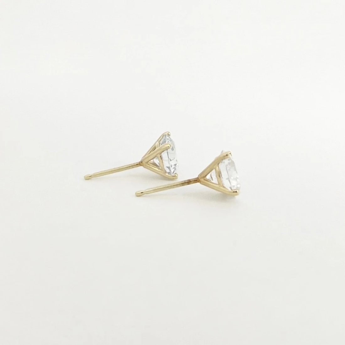 Round Lab-Created Diamond Stud Earrings 14K Yellow Gold 4-Prong Martini 2.08 CTW - 6