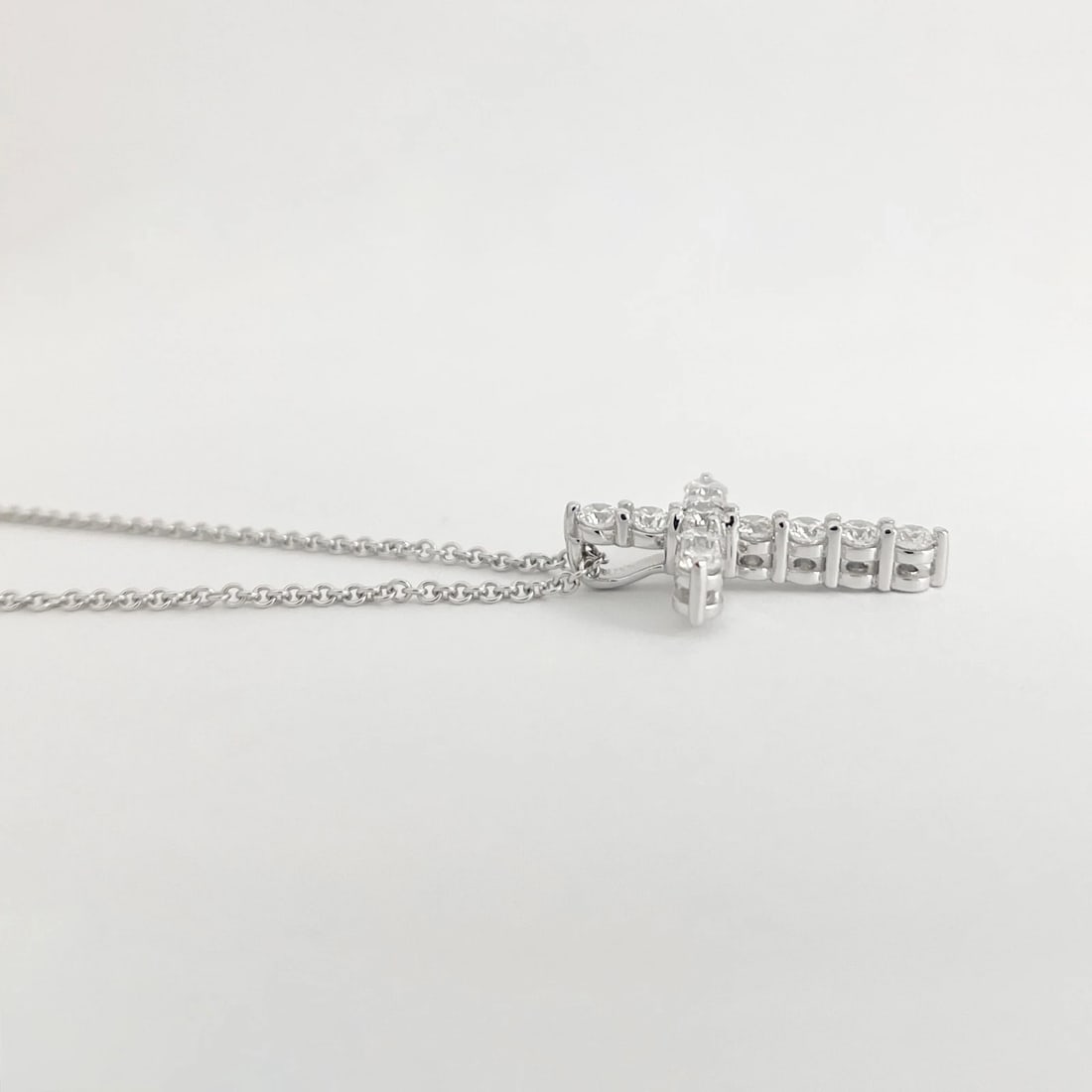 Diamond Cross Religious Pendant Necklace 14K White Gold, 1.15 CTW - 6