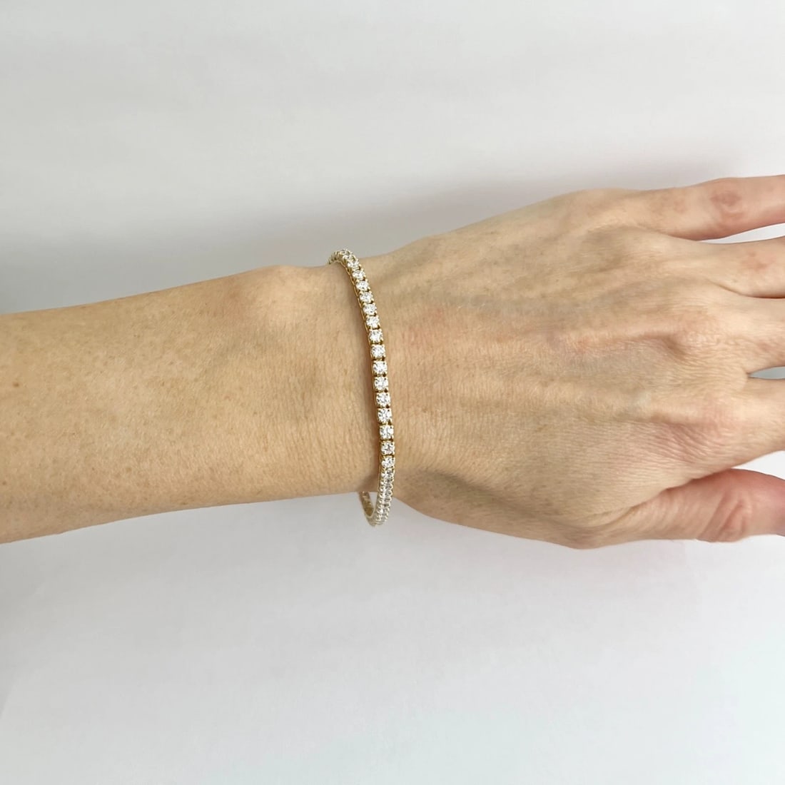 Round Lab-Created Diamond Tennis Bracelet 14K Yellow Gold, 7 Inches, 4.14 CTW - 4