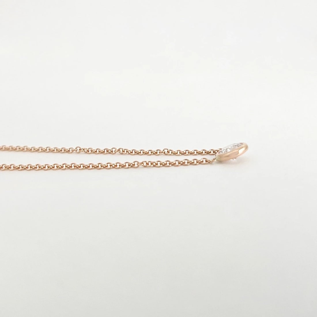 Round Solitaire Diamond Bezel Pendant Necklace 14K Pink Rose Gold, .25 CT - 6