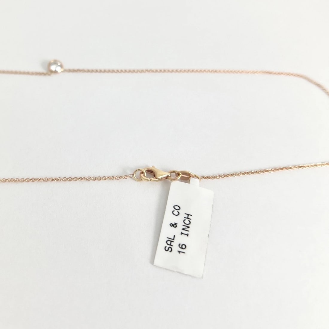 Round Solitaire Diamond Bezel Pendant Necklace 14K Pink Rose Gold, .25 CT - 7