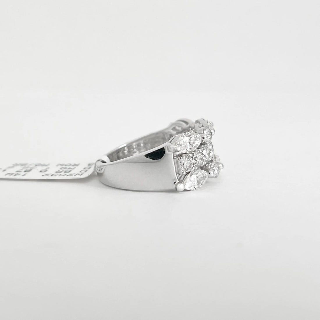 Wide Marquise Round Diamond Statement Anniversary Ring 14K White Gold, 2.25 CTW - 7