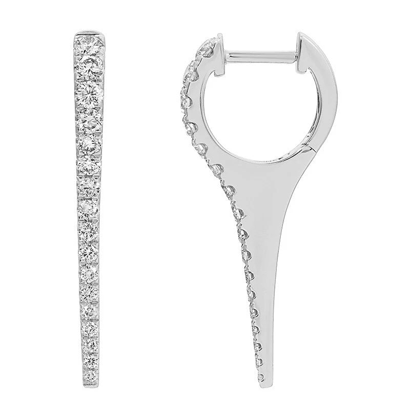 Diamond Dagger Pointed Spike Drop Earrings 14K White Gold, .65 CTW - 2