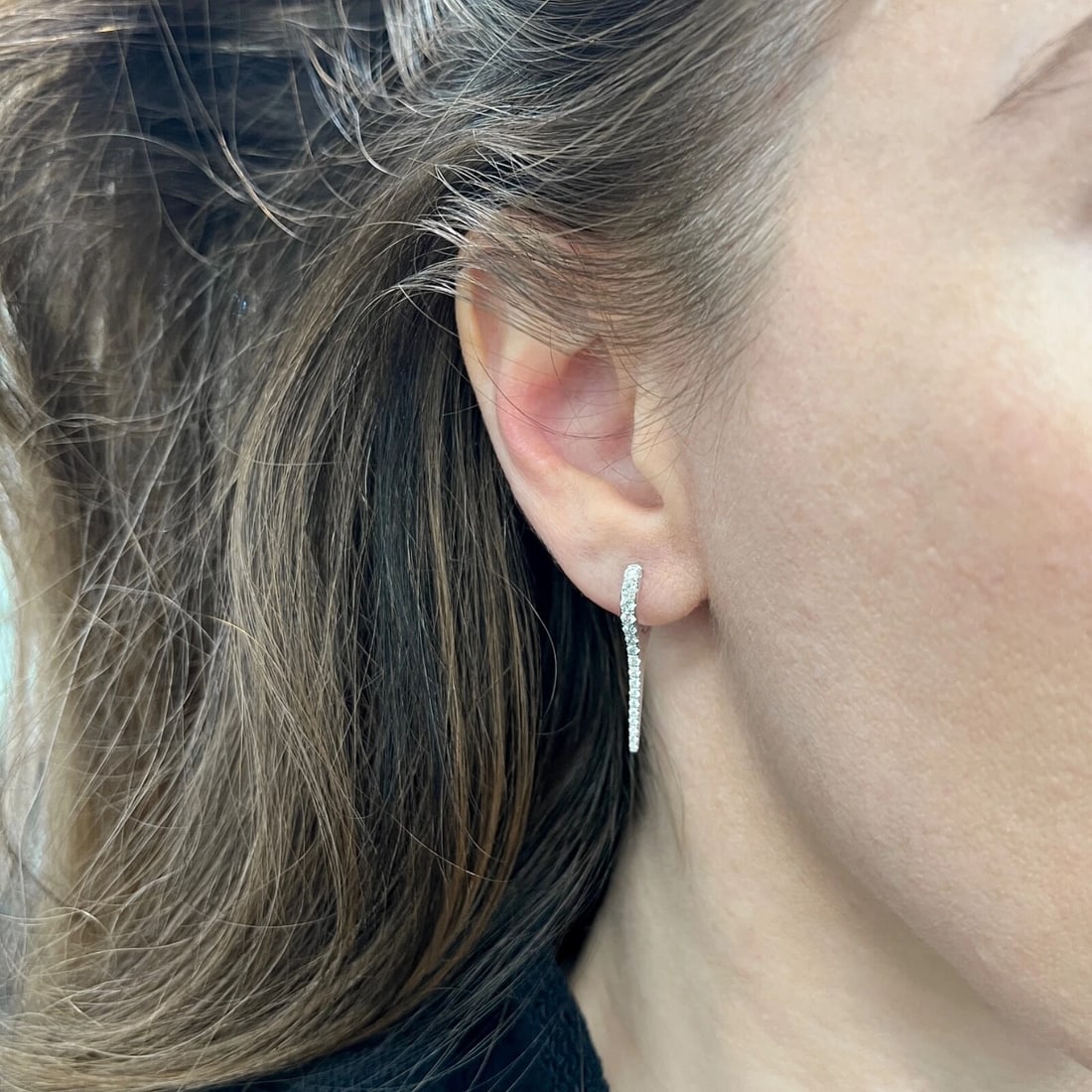 Diamond Dagger Pointed Spike Drop Earrings 14K White Gold, .65 CTW - 5