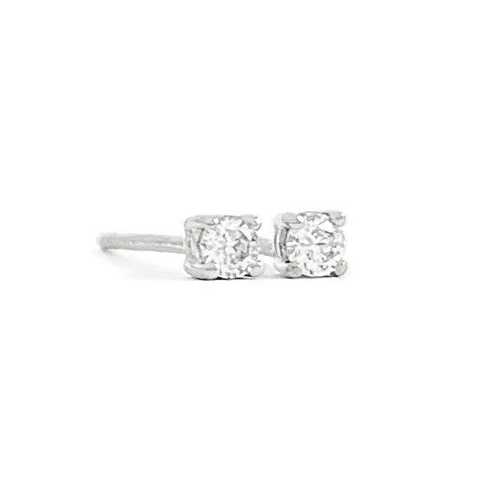 Small Round Diamond Stud Earrings 14K White Gold 4-Prong Basket, .10 CTW (1 of 5)
