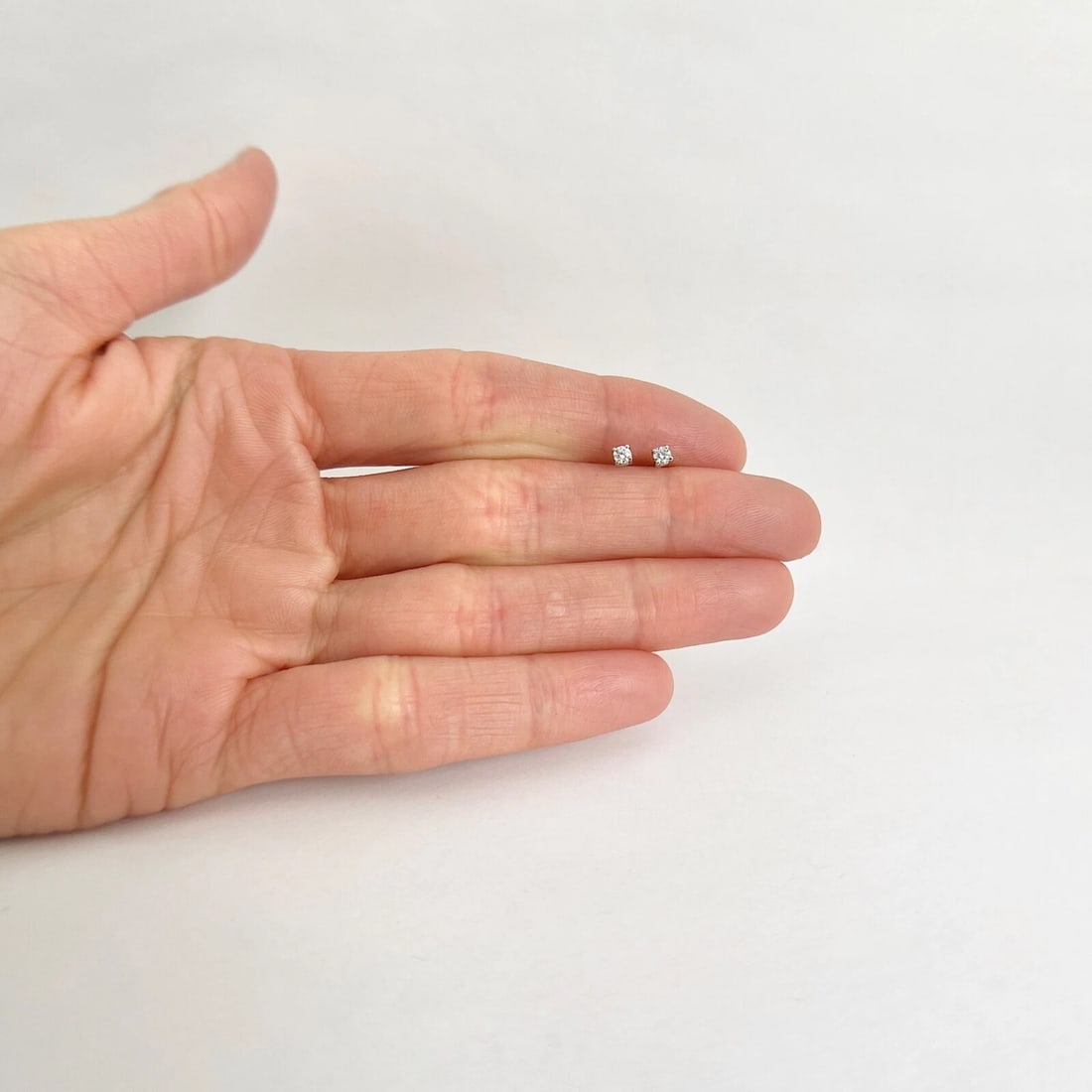 Small Round Diamond Stud Earrings 14K White Gold 4-Prong Basket, .10 CTW - 5