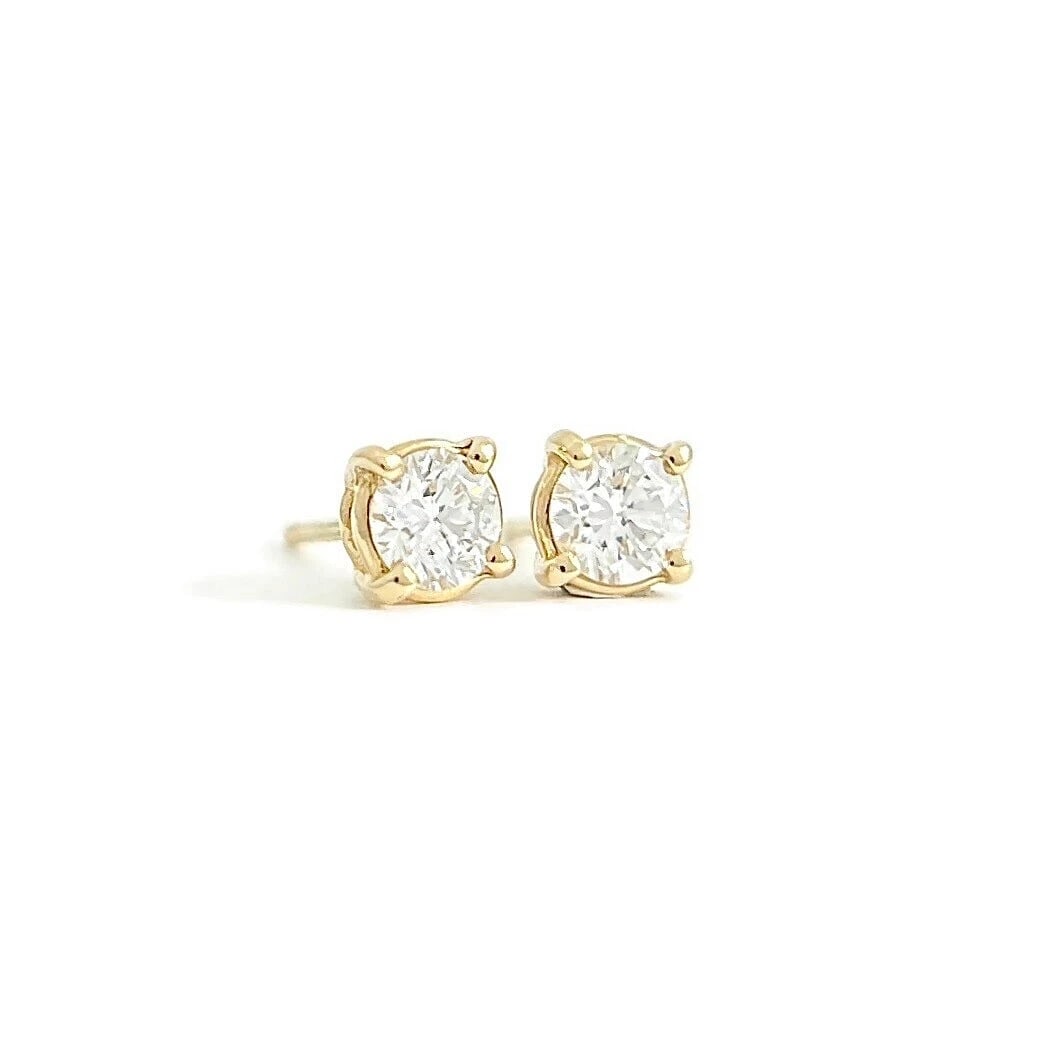 Round Lab-Created Diamond Stud Earrings 14K Yellow Gold 4-Prong Basket, .45 CTW (1 of 5)