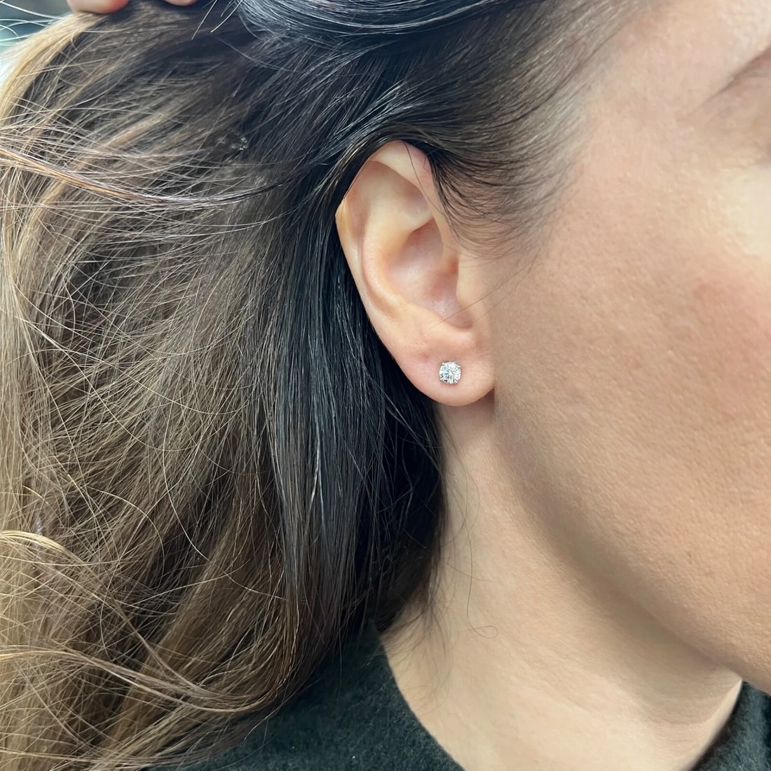 Round Diamond Stud Earrings 14K White Gold 4-Prong Basket .85 CTW - 4